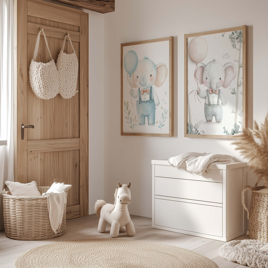 Watercolor elephant nursery print baby room wall art product image 2