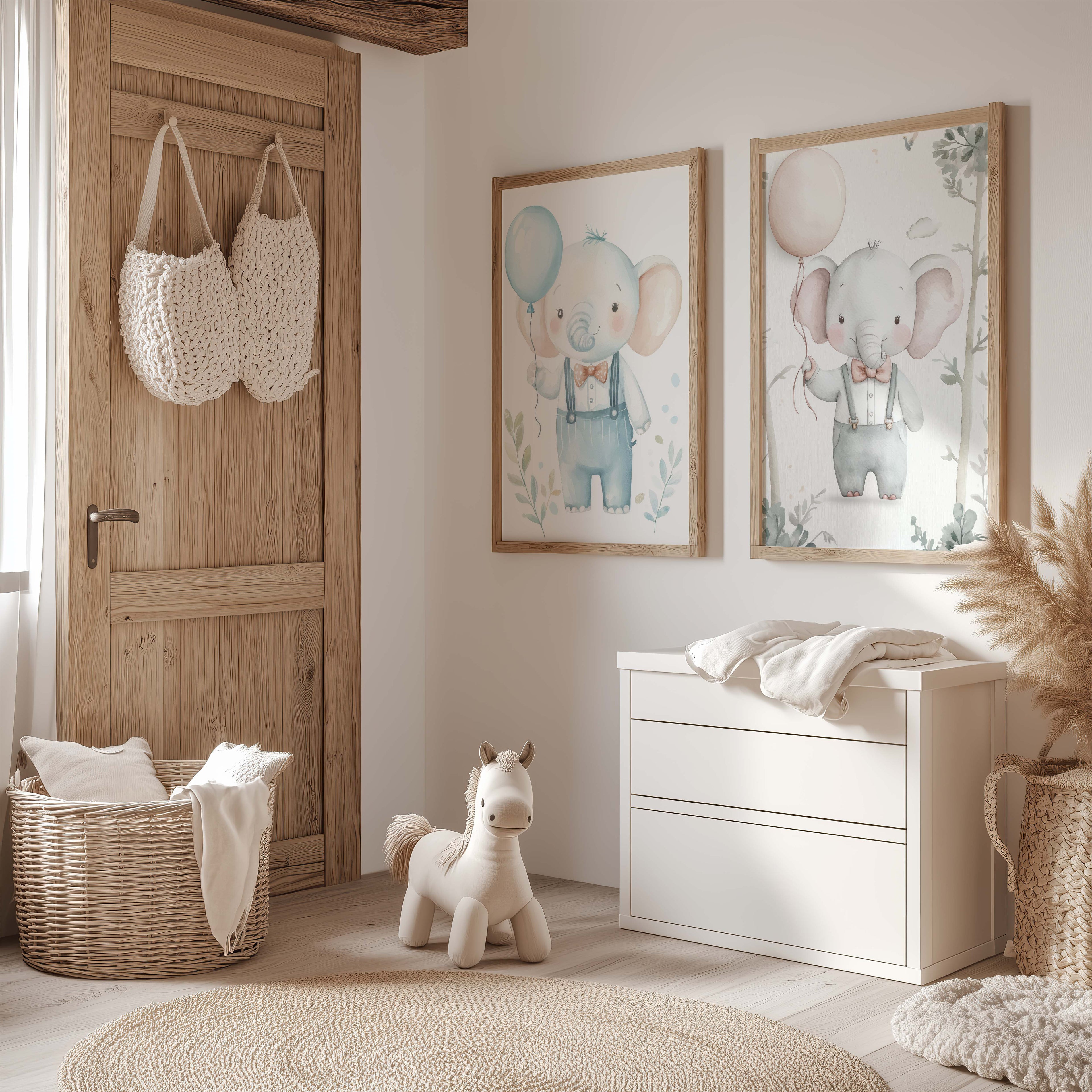 Watercolor elephant nursery print baby room wall art product image 2