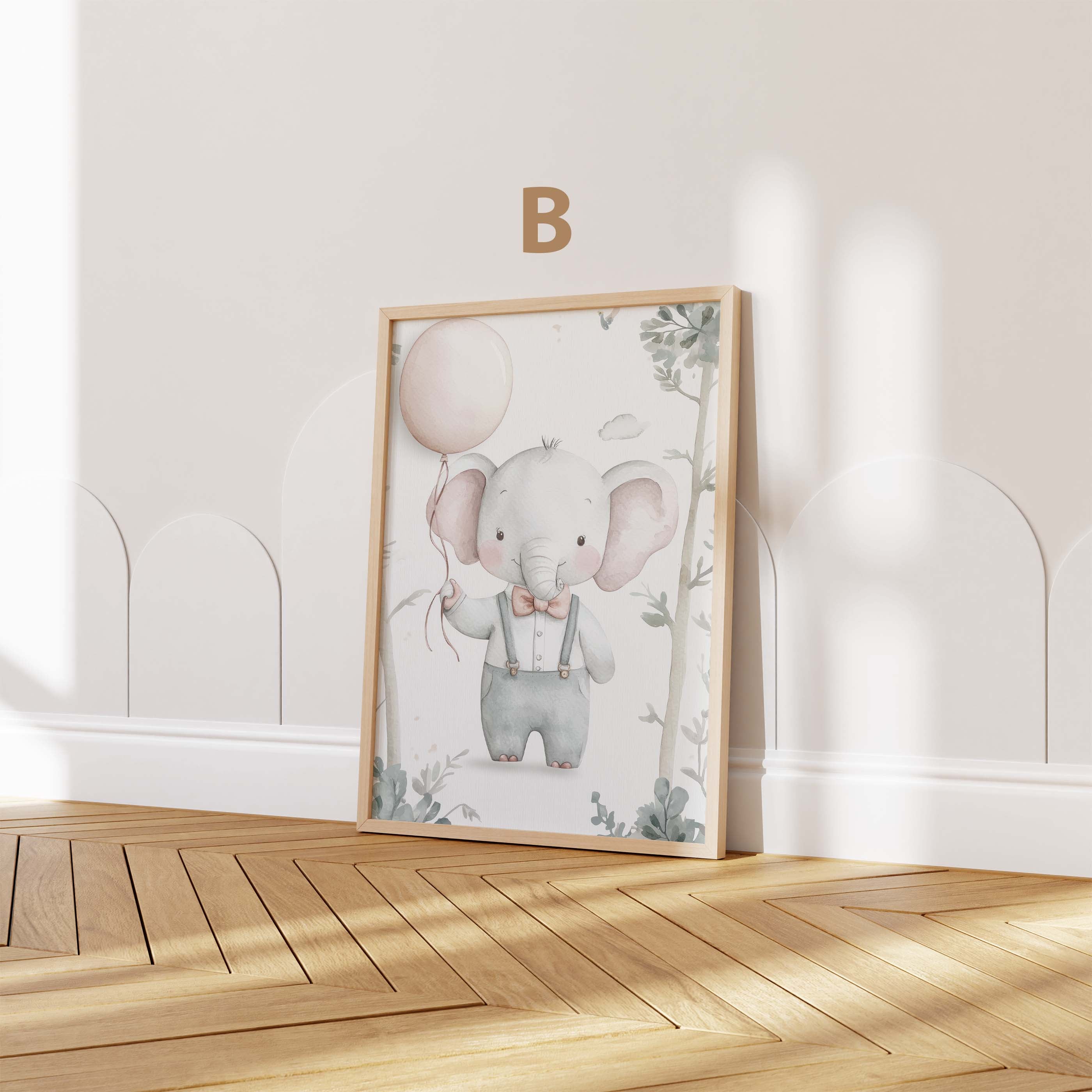 Watercolor elephant nursery print baby room wall art product image 4