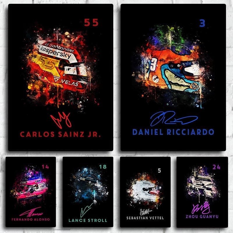 Formula 1 helmet watercolor motorsport poster product image 1